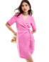 & Other Stories linen wrap mini dress in pink