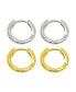 14K Gold-Plated and Silver-Plated Set of Huggie Hoop Earrings