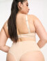 ASOS DESIGN Curve Marina smoothing high-waist thong in beige