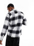 Фото #8 товара ADPT oversized brushed check shirt with fray hem in black