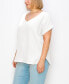 Фото #6 товара Plus Size Gauze V-neck Rolled Sleeve Top