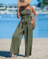 Фото #3 товара Women's Olive Square Neck Straight Leg Jumpsuit