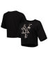 ფოტო #1 პროდუქტის Women's Threads Black New York Mets Leopard Cropped T-shirt