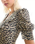 Фото #3 товара Reclaimed Vintage western mini dress with collar in leopard print