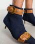 Фото #2 товара ASOS DESIGN Riley buckled kitten heel boots in blue denim