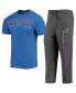 ფოტო #2 პროდუქტის Men's Heathered Charcoal, Royal Kansas Jayhawks Meter T-shirt and Pants Sleep Set