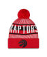 ფოტო #1 პროდუქტის Men's Red Toronto Raptors Striped Cuffed Pom Knit Hat