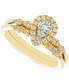 ფოტო #1 პროდუქტის Diamond Pear Shaped Cluster Halo Bridal Set (1/2 ct. t.w.) in 14k Gold