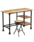 Desk with Folding Stool Solid Mango Wood 45.3"x19.7"x29.9"