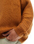 ASOS DESIGN – Oversize-Strickpullover in Dunkelorange mit Patentmuster und Rundhalsausschnitt