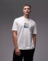 Topman oversized fit t-shirt with landscape embroidery in ecru