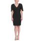 Petite Draped-Sleeve V-Neck Sheath Dress