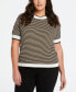 Фото #1 товара Plus Size Birdseye Short Sleeve Sweater