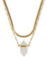Gold-Tone Crystal Pendant Herringbone & Chain Link Convertible Layered Necklace, 16" + 3" extender