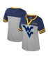 Фото #1 товара Women's Heather Gray West Virginia Mountaineers Kate Colorblock Notch Neck T-shirt