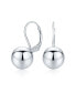 Classic Simple Basic Dangling Lever back Round Bead Ball Drop Earrings For Women Sterling Silver 10MM