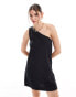 Фото #3 товара JJXX linen mix asymmetric mini dress in black