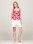 Wave Print Gathered Sleeveless Top