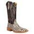 Фото #2 товара R. Watson Boots Caiman Tail Square Toe Cowboy Mens Brown, Off White Casual Boot