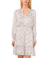 ფოტო #1 პროდუქტის Women's Floral Tie-Neck Long Sleeve Smocked Ruffled Hem Dress