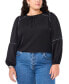 ფოტო #1 პროდუქტის Women's Plus Size Studded Blouson-Sleeve Top