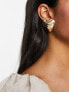 ASOS DESIGN stud earrings with oversized puff heart in gold tone