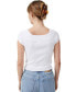 ფოტო #2 პროდუქტის Women's Rib Off Shoulder Knit Top