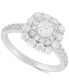 ფოტო #1 პროდუქტის Diamond Cushion & Round Double Halo Engagement Ring (1-1/2 ct. t.w.) in 14k White Gold