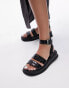 Фото #1 товара Topshop Grace flat sandal with buckle detail in black croc