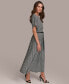 Фото #3 товара Women's Printed Belted A-Line Dress