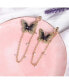 ფოტო #3 პროდუქტის Women's Green Embellished Butterfly Drop Earrings