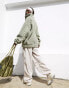 Фото #6 товара ASOS DESIGN Weekend Collective oversized borg half zip with burnout in sage green