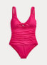 Фото #2 товара Ralph Lauren 299856 Women Tie-Front Scoopneck One-Piece Swimsuit size 6 Pink