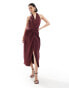 Фото #2 товара Pretty Lavish knot front satin maxi dress in merlot