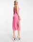 Фото #4 товара Miss Selfridge strappy slip midi dress in pink