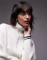 Фото #3 товара Mango half zip tipped jumper in white