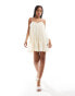 Фото #4 товара ASOS DESIGN chiffon trapeze mini dress with raw edge in ivory