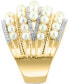 ფოტო #4 პროდუქტის EFFY® Cultured Freshwater Pearl (4mm) & Diamond (3/8 ct. t.w.) Multirow Statement Ring in 14k Gold