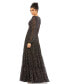 Women's Ieena Button V Neck Bodice Illusion Sleeve Tiered Gown