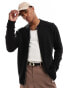 Brave Soul heavy knitted bomber jacket in black