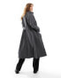 Фото #4 товара ASOS DESIGN Petite oversized pinstripe trench coat in grey