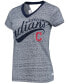 Women's Navy Cleveland Indians Hail Mary V-Neck Back Wrap T-shirt