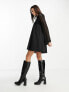 Фото #2 товара ASOS DESIGN long sleeve v neck crochet mini dress in black