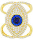 ფოტო #1 პროდუქტის Cubic Zirconia Lab-Grown Blue Spinel (1/3 ct. t.w.) Evil Eye Ring in 14k Gold-Plated Sterling Silver
