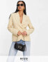 River Island Petite co-ord wrap over cinched blazer in beige Бежевый, 40 - фото #1