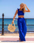 South Beach x Misha Grimes wide leg beach trouser co-ord in cobalt blue