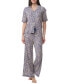 Фото #1 товара Women's 2-Pc. Notched-Collar Pajamas Set