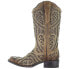 Corral Boots Rhinestone Square Toe Cowboy Womens Brown Casual Boots E1623