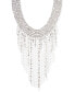 Фото #1 товара Silver-Tone Crystal & Imitation Pearl Fringe Statement Necklace, 14" + 3" extender