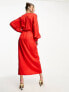 Фото #3 товара & Other Stories wrap midaxi dress in red